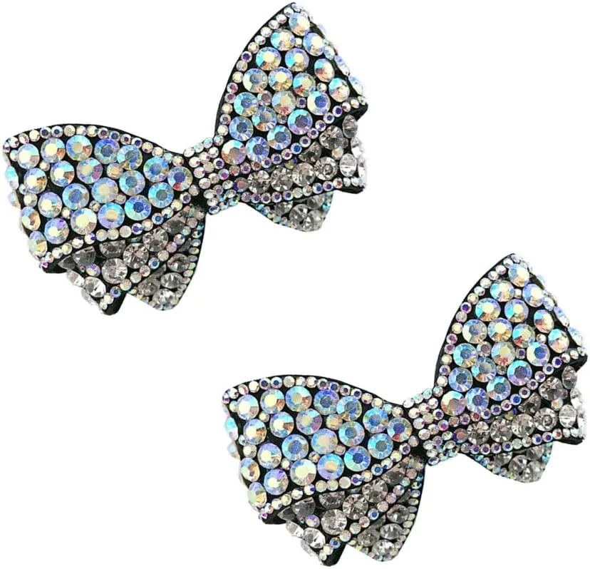1 Pair Handmade Rhinestone Bow Shoe Clips Shoes Decoration Bridal Wedding Party