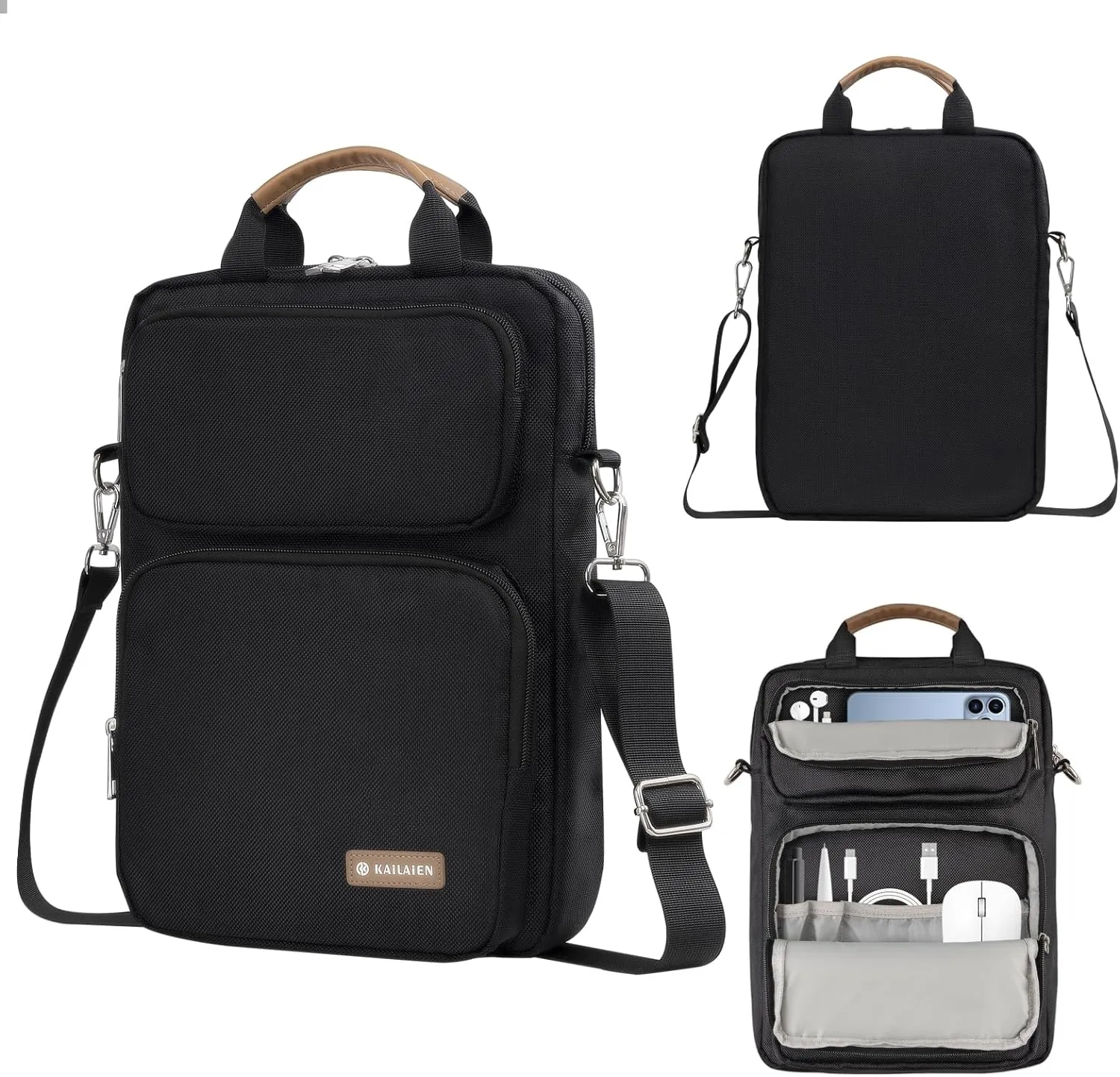 10-13 Inch Tablet Sleeve Bag, Ipad Bag for 13 In/11 in New iPad Pro M4 & 13 in Air M2 2024,iPad Pro 12.9 M2&M1,Ipad 10.9,Galaxy Tab S8 /S9  12.4,with Removable Shoulder Strap(Black)