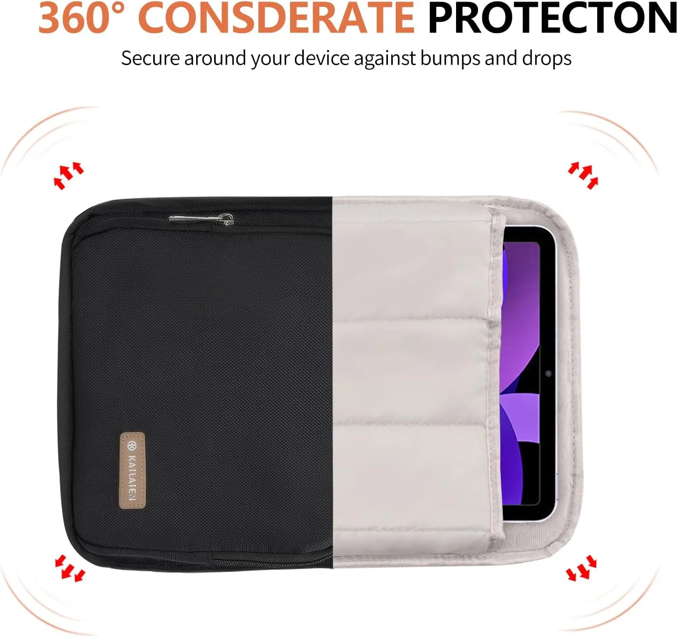 10-13 Inch Tablet Sleeve Bag, Ipad Bag for 13 In/11 in New iPad Pro M4 & 13 in Air M2 2024,iPad Pro 12.9 M2&M1,Ipad 10.9,Galaxy Tab S8 /S9  12.4,with Removable Shoulder Strap(Black)
