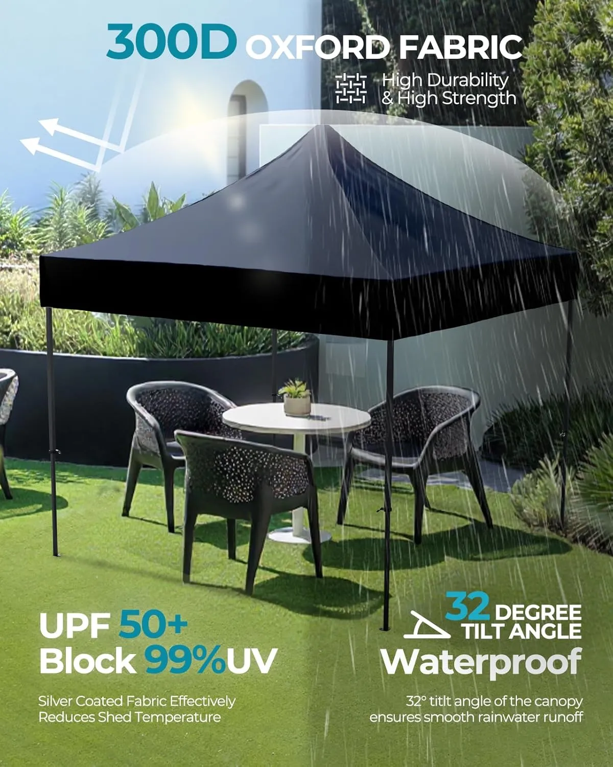 10x10 Pop Up Canopy with Wheeled Bag, Commercial Portable Canopy Tent, Easy Set Up, 4 Stakes & 4Sandbags & 4 Ropes, Waterproof Outdoor Shelter for Market, Parties, Navy Blue