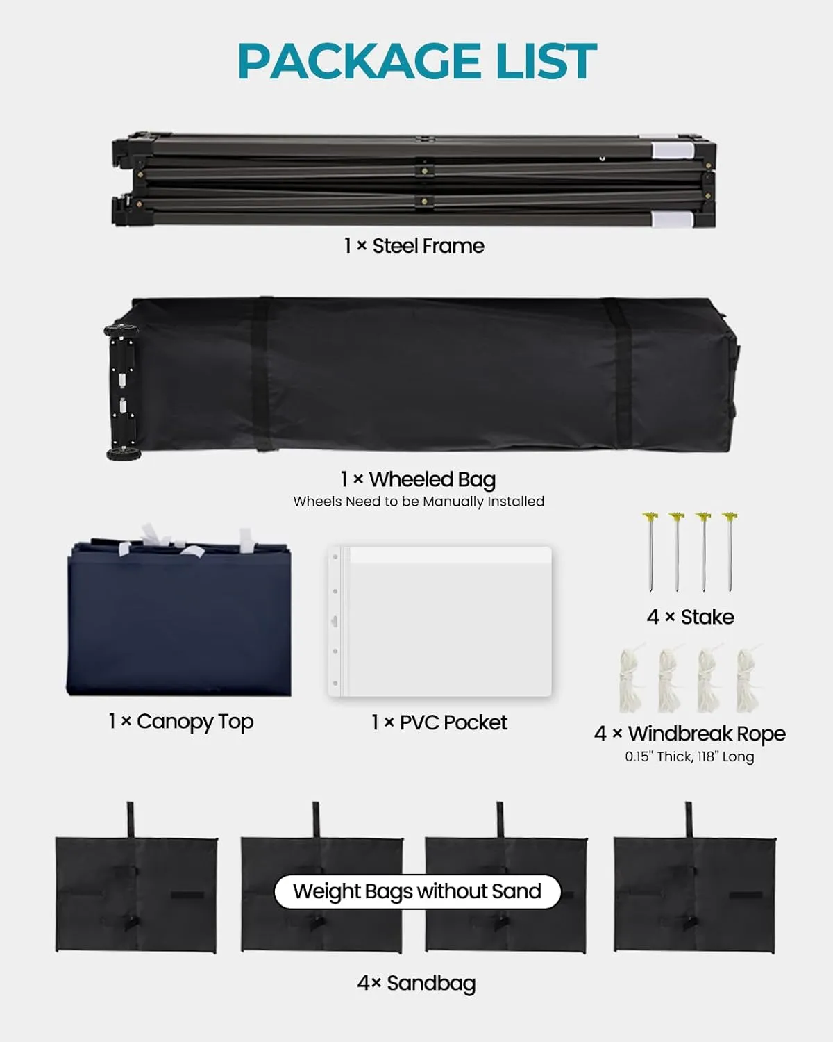 10x10 Pop Up Canopy with Wheeled Bag, Commercial Portable Canopy Tent, Easy Set Up, 4 Stakes & 4Sandbags & 4 Ropes, Waterproof Outdoor Shelter for Market, Parties, Navy Blue