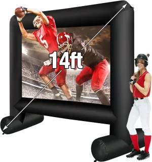 14 Feet Indoor and Outdoor Inflatable Blow up Mega Movie Projector Screen with Carry Bag for Front and Rear Projection