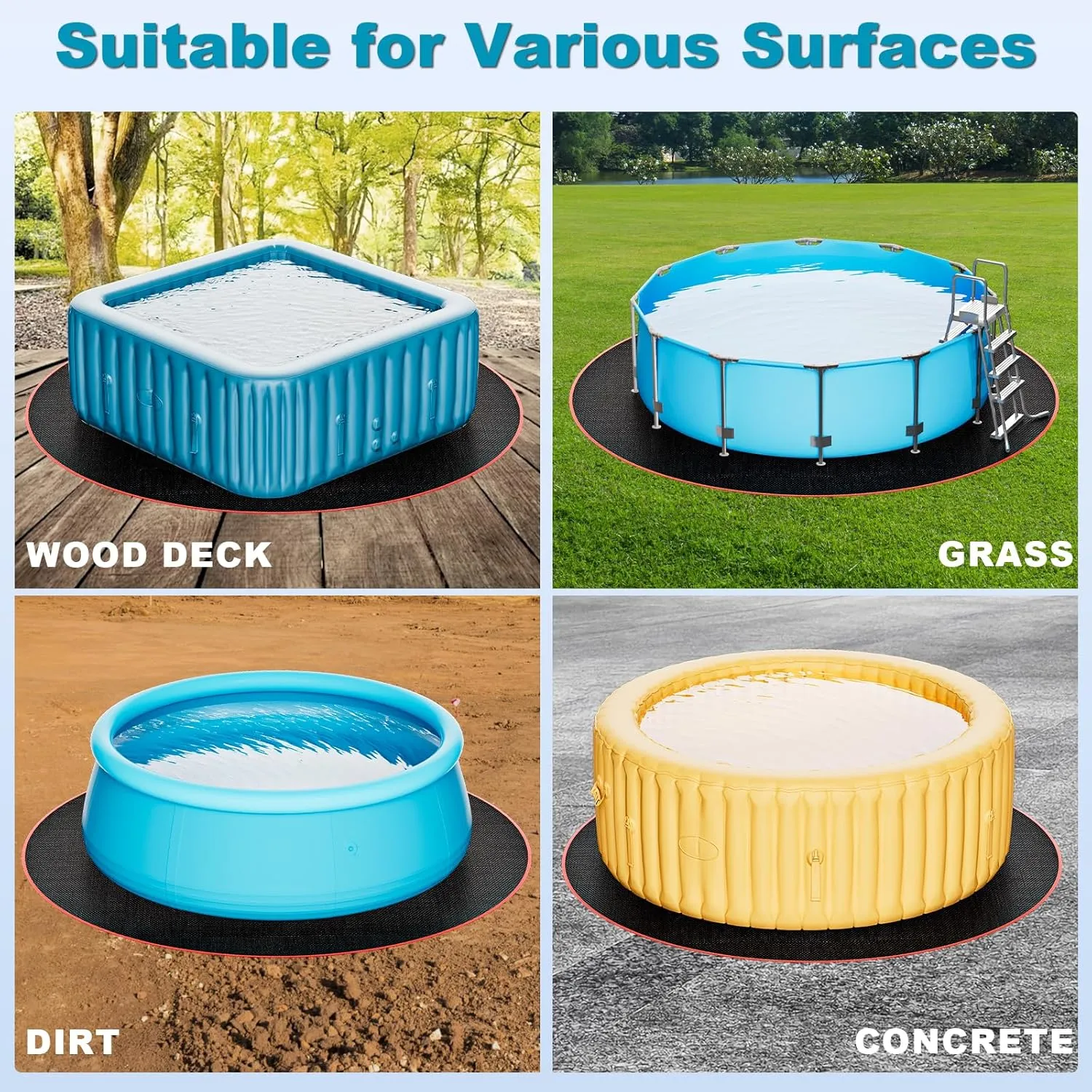 15 FT Round Pool Liner Pad for Above Ground Swimming Pool, Under Pool Floor Liner Underlayment Pad, Outdoor Pool Mat for Above Ground Pool Pad, Prevents Punctures Pool Mat Protector Tarp
