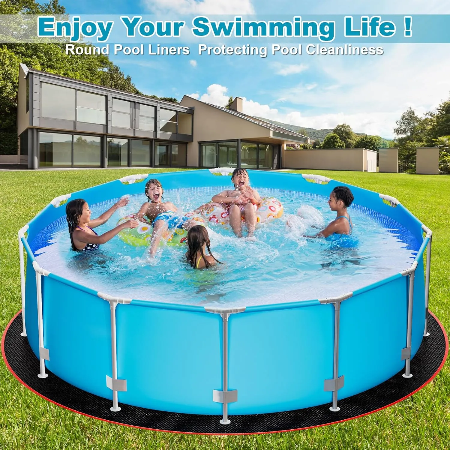 15 FT Round Pool Liner Pad for Above Ground Swimming Pool, Under Pool Floor Liner Underlayment Pad, Outdoor Pool Mat for Above Ground Pool Pad, Prevents Punctures Pool Mat Protector Tarp