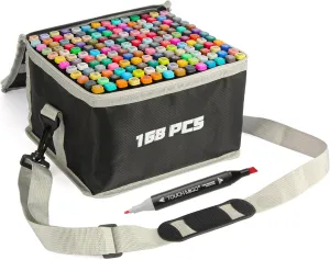 168 Colors Dual Tips Art Markers Set, Alcohol Based Markers Pens for Adult Kids Coloring Drawing Sketching Card Making Illustration