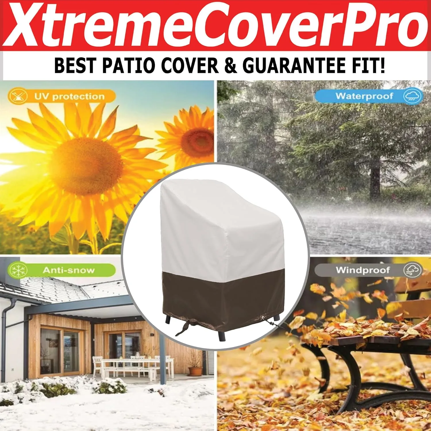 24D x 24W x 36H UV-proof Waterproof Furniture Patio Cover 520D beige brown two tone 24x24x36 breathable dust proof sofa table chair storage bar high chair color black sectional armless 2pack