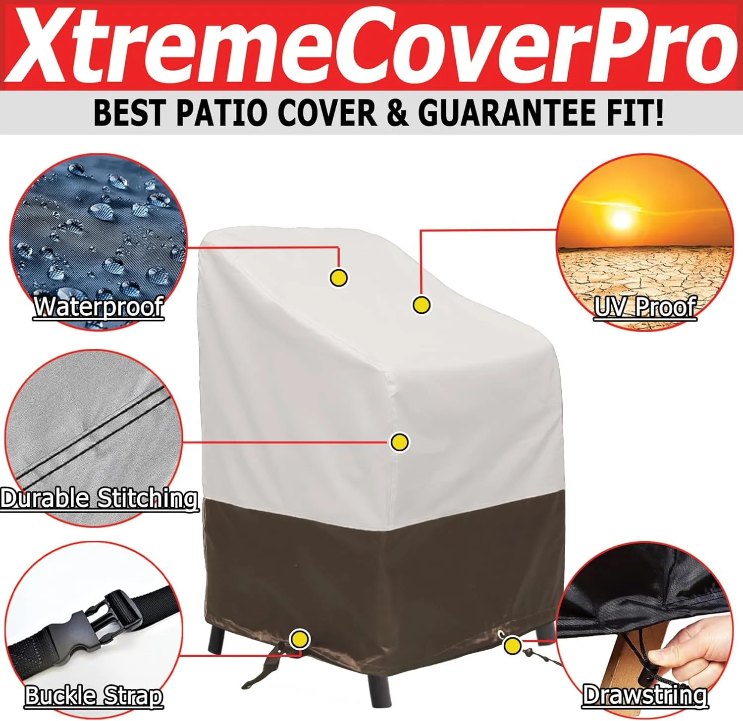24D x 24W x 36H UV-proof Waterproof Furniture Patio Cover 520D beige brown two tone 24x24x36 breathable dust proof sofa table chair storage bar high chair color black sectional armless 2pack