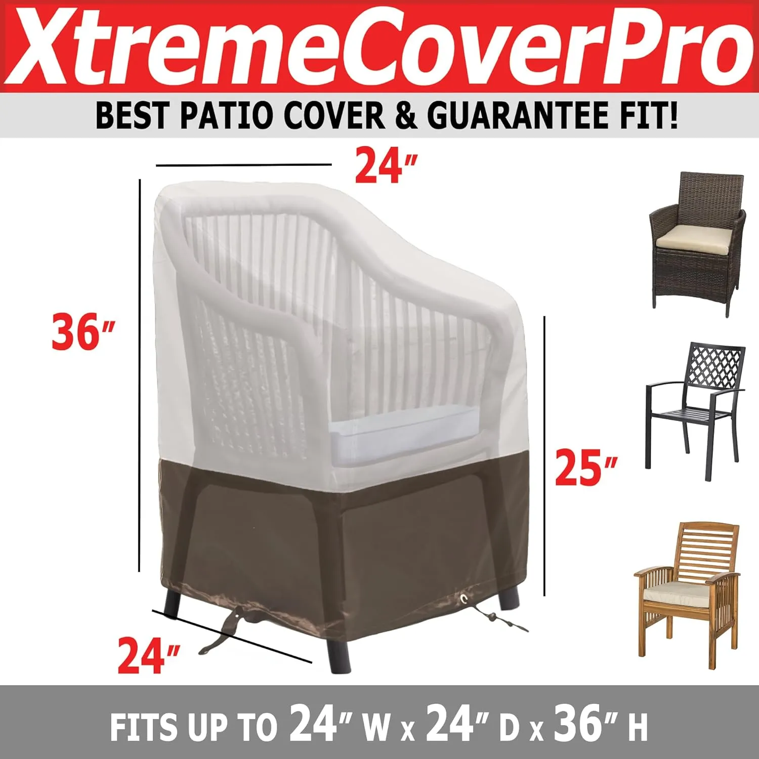 24D x 24W x 36H UV-proof Waterproof Furniture Patio Cover 520D beige brown two tone 24x24x36 breathable dust proof sofa table chair storage bar high chair color black sectional armless 2pack