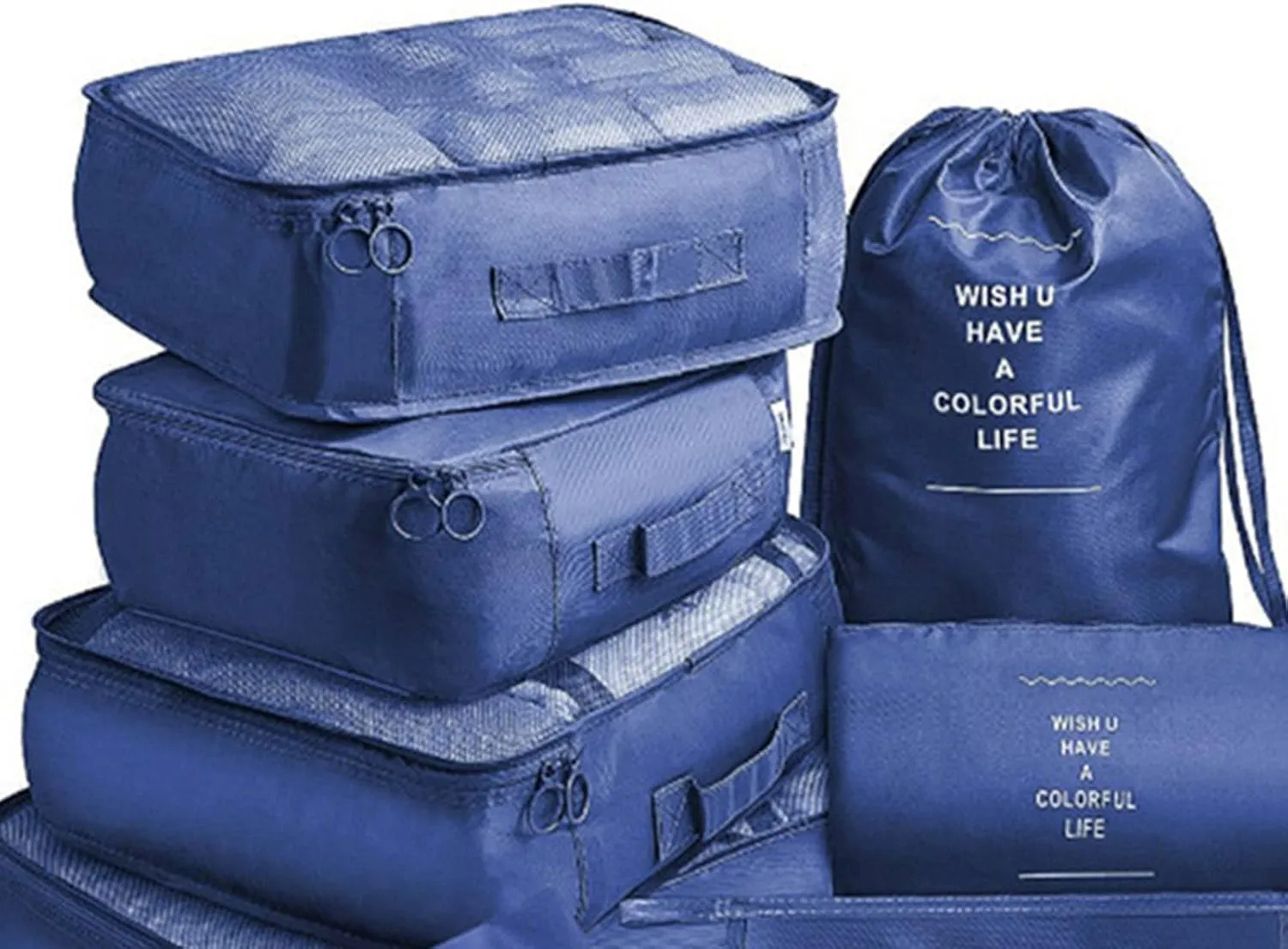 8 Set Packing Cubes, Carry On Luggage Organizer Bags with Shoe Bags Travel Underwear Storage Bag (Navy blue)