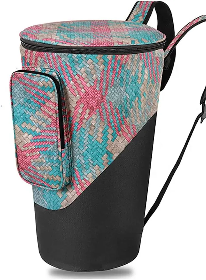 8/10/12/13 Inch Double-Shoulder African Drum Bag, Thickened with Cotton, Personalized Tambourine Backpack,Pink,13 inch
