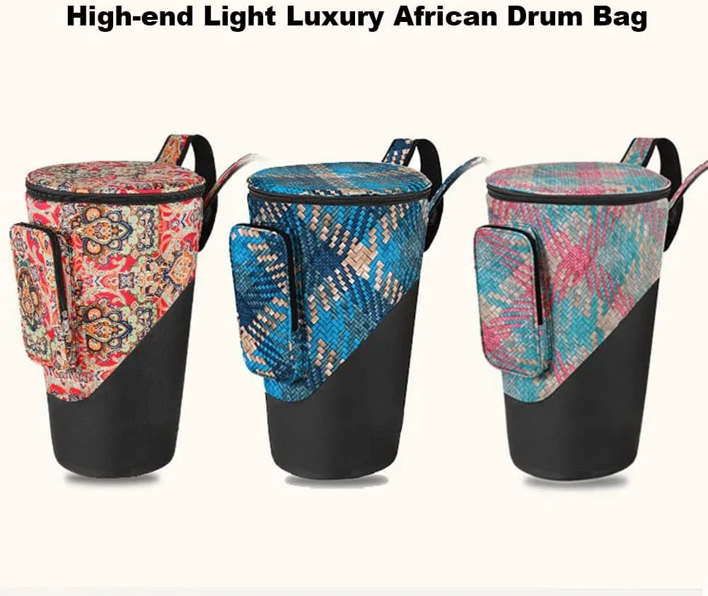 8/10/12/13 Inch Double-Shoulder African Drum Bag, Thickened with Cotton, Personalized Tambourine Backpack,Pink,13 inch