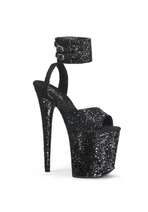 8" Heel, 4" PF Glitter Ankle Strap Sandal