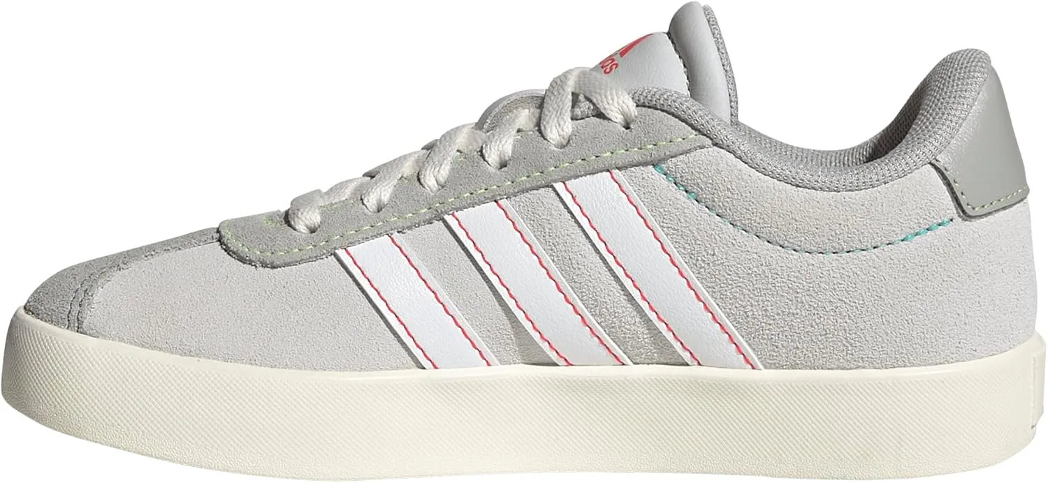 adidas VL Court 3.0 Sneaker, Dash Grey/White/Lime Burst, 12.5 US Unisex Little Kid