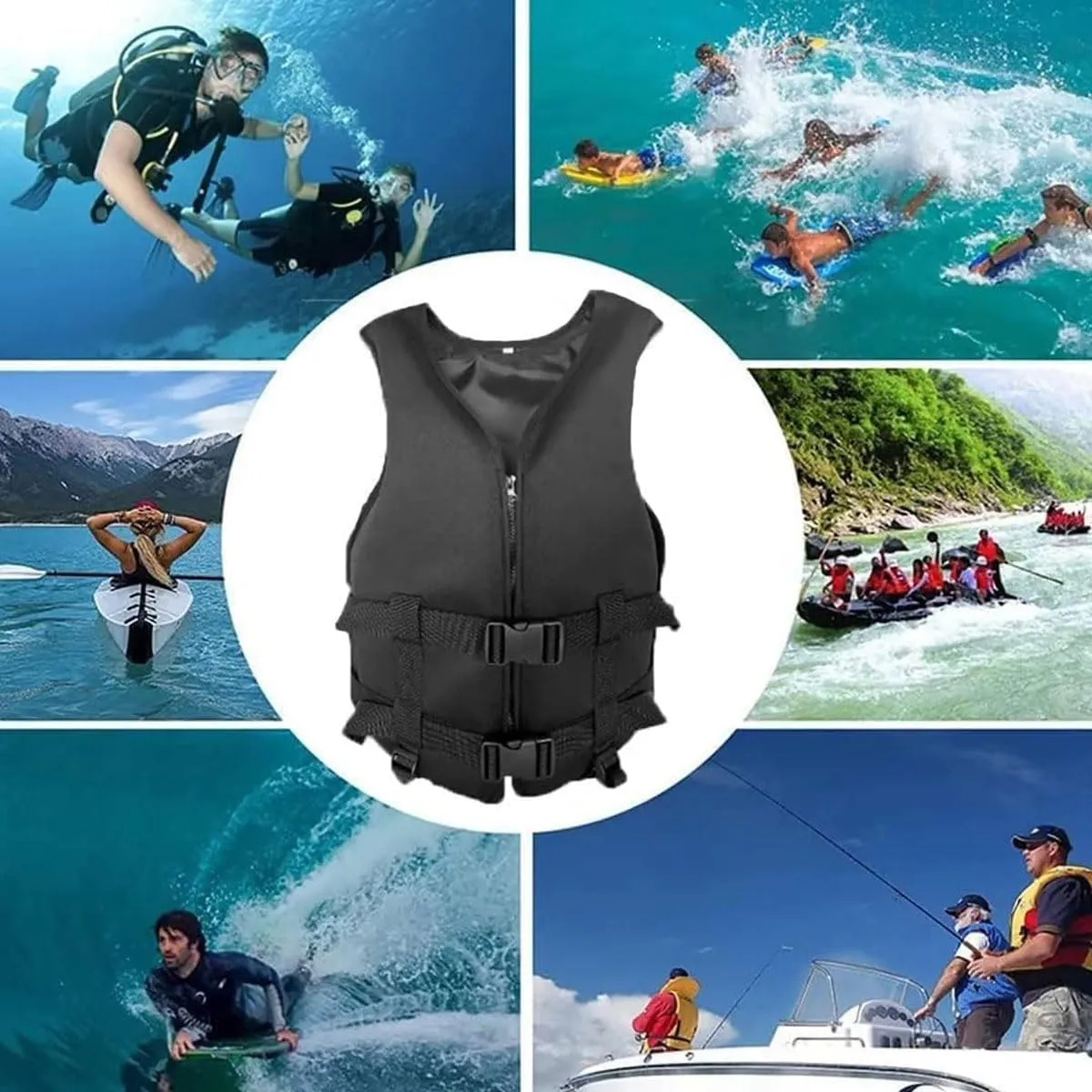 Adult Kayak Vest High Buoyancy Swim Vest Women's Men's Adjustable Safety Jacket, for Outdoor Swimming, Boating, Fishing, Surfing Pool, Beach, Boating, Lake, and More Water Sports