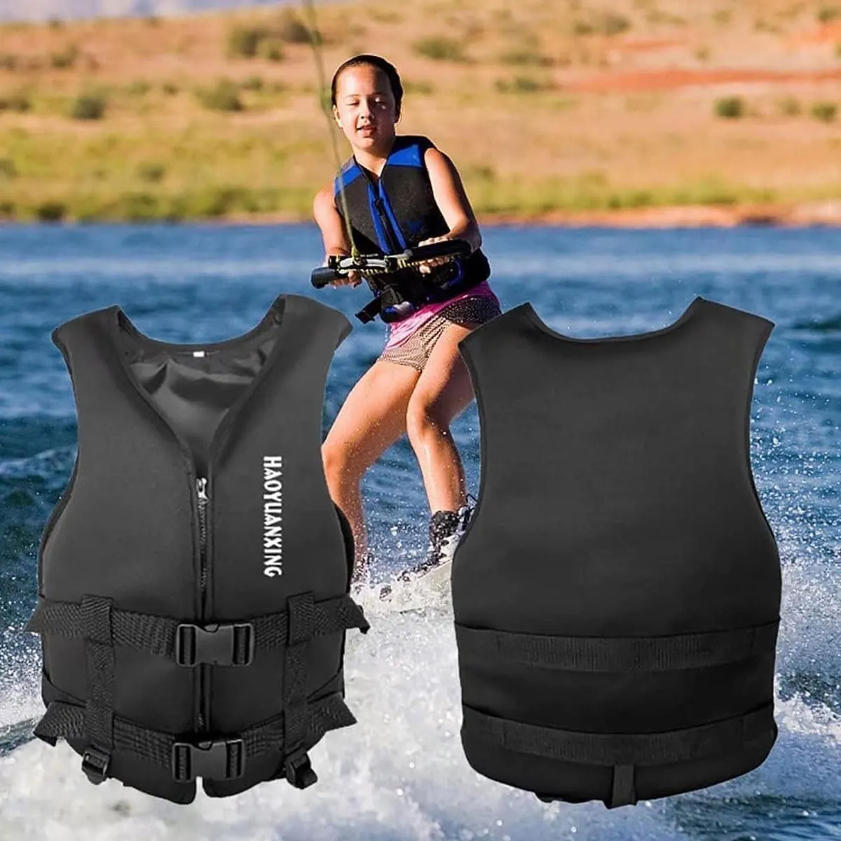 Adult Kayak Vest High Buoyancy Swim Vest Women's Men's Adjustable Safety Jacket, for Outdoor Swimming, Boating, Fishing, Surfing Pool, Beach, Boating, Lake, and More Water Sports