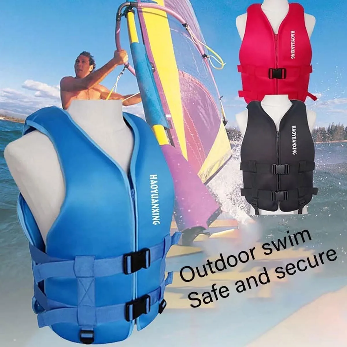 Adult Kayak Vest High Buoyancy Swim Vest Women's Men's Adjustable Safety Jacket, for Outdoor Swimming, Boating, Fishing, Surfing Pool, Beach, Boating, Lake, and More Water Sports