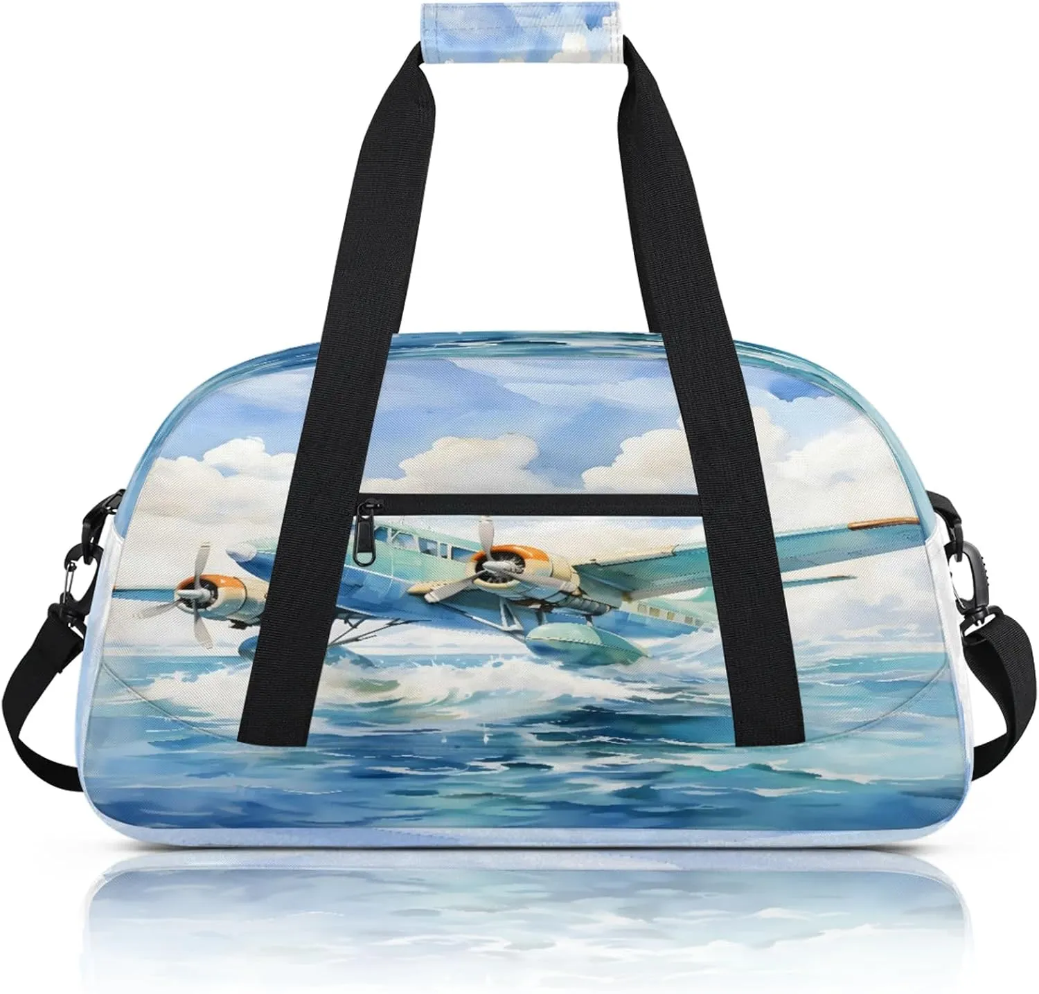 Aircraft Pattern Small Gym Bag 18 inch Carry On Duffel Bag for Weekender Travel Sports Workout Yoga Gymnastics Dance Ballet