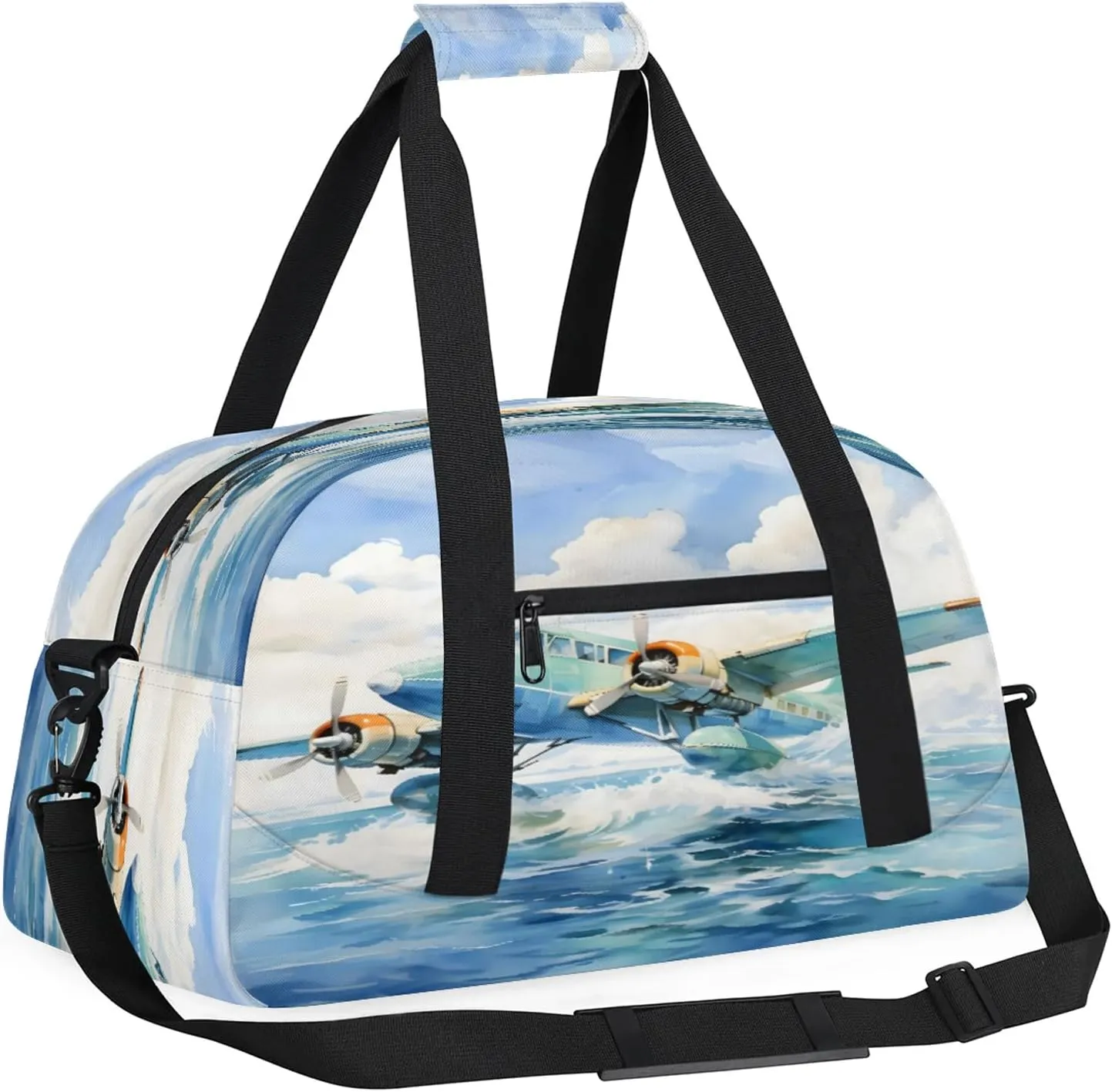 Aircraft Pattern Small Gym Bag 18 inch Carry On Duffel Bag for Weekender Travel Sports Workout Yoga Gymnastics Dance Ballet