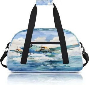 Aircraft Pattern Small Gym Bag 18 inch Carry On Duffel Bag for Weekender Travel Sports Workout Yoga Gymnastics Dance Ballet