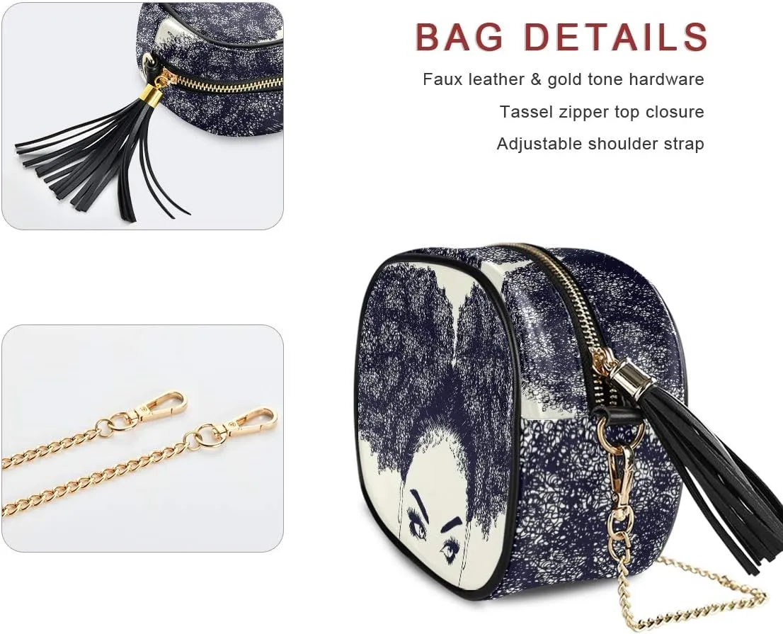 ALAZA PU Leather Small Crossbody Bag Purse Wallet African American Woman With Curly Hair Cell Phone Bags with Adjustable Chain Strap & Multi Pocket
