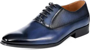Amali Oxford Dress Shoes for Men with Textured Cap Toe, Men's Oxford Shoes Made from Premium PU Leather, Versatile Formal Footwear for All Occasions
