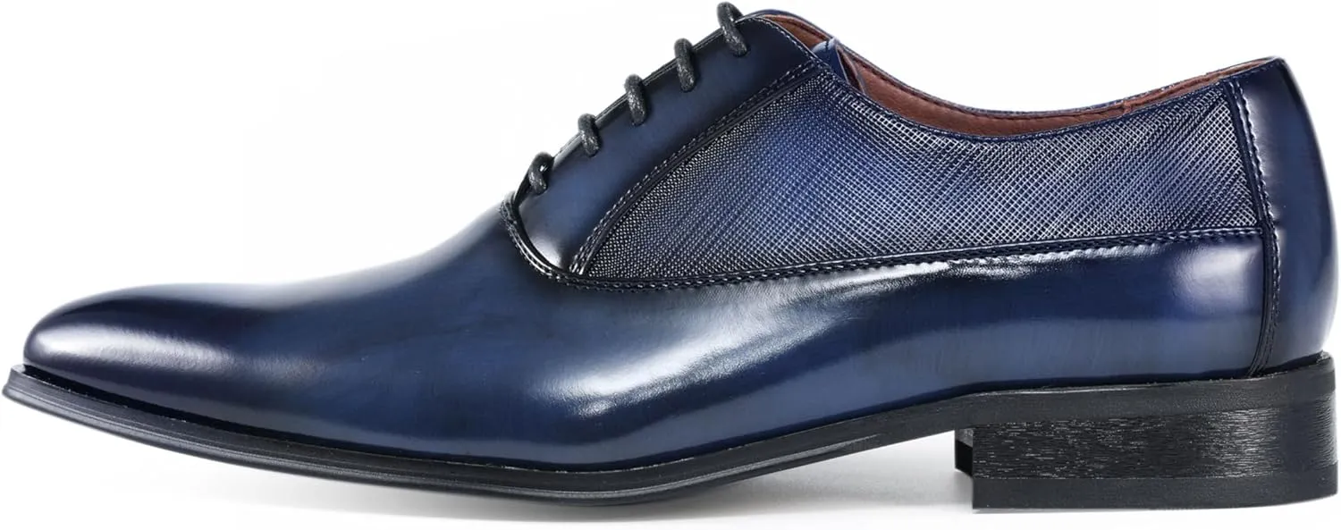 Amali Oxford Dress Shoes for Men with Textured Cap Toe, Men's Oxford Shoes Made from Premium PU Leather, Versatile Formal Footwear for All Occasions