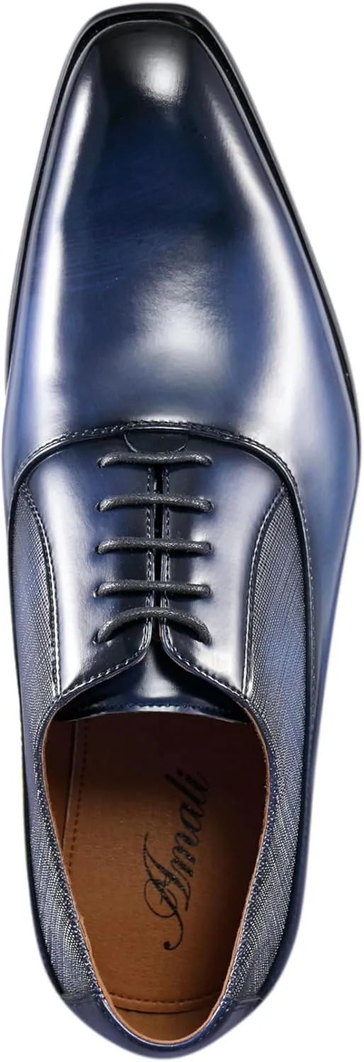 Amali Oxford Dress Shoes for Men with Textured Cap Toe, Men's Oxford Shoes Made from Premium PU Leather, Versatile Formal Footwear for All Occasions