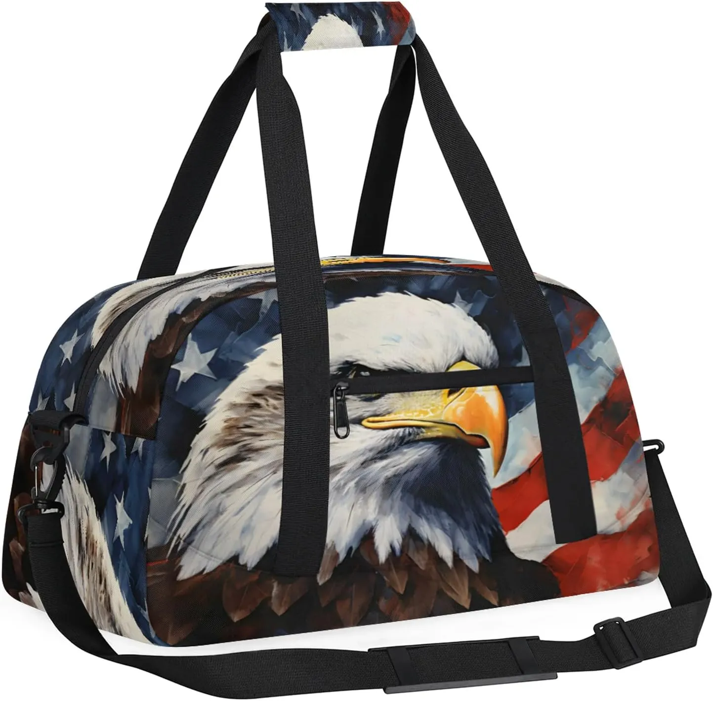 American Flag Eagles Small Gym Bag 18 inch Carry On Duffel Bag for Weekender Travel Sports Workout Yoga Gymnastics Dance Ballet