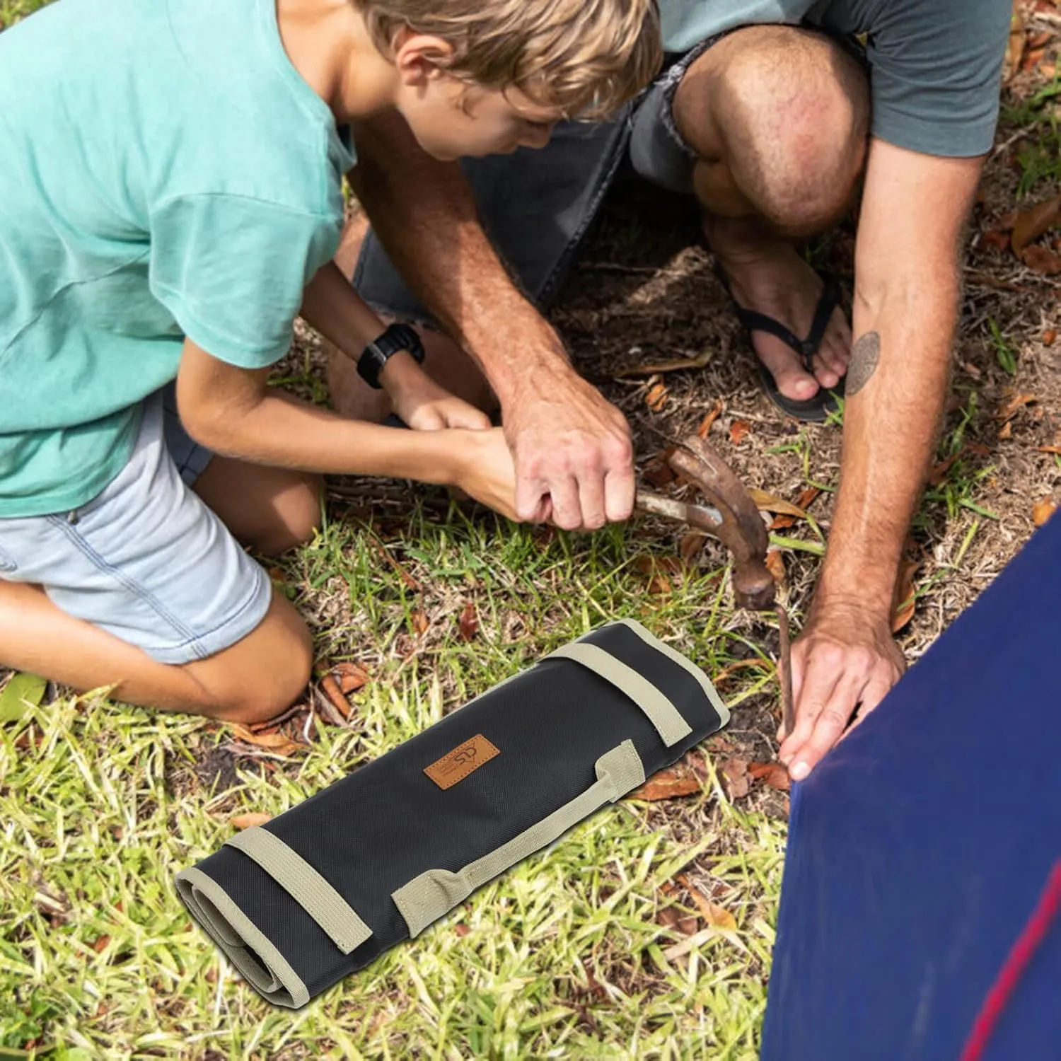 Angoily Tool Storage Bag Tool Organizer Bag Oxford Cloth Bags Oxford Cloth Tools Bag Nail Storage Bag Tent Stakes Bag Tool Bag Tent Peg Bag Double Ply Oxford Cloth Camping