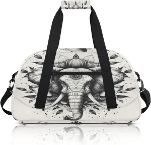 Animal Elephant Small Gym Bag 18 inch Carry On Duffel Bag for Weekender Travel Sports Workout Yoga Gymnastics Dance Ballet