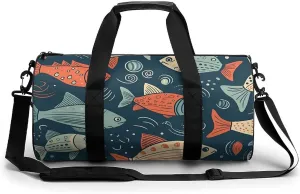 Animation Style Fish Gym Bag Sport Gym Tote Bag Lightweight Duffle Bag Carry On Weekender Bags for Women Men