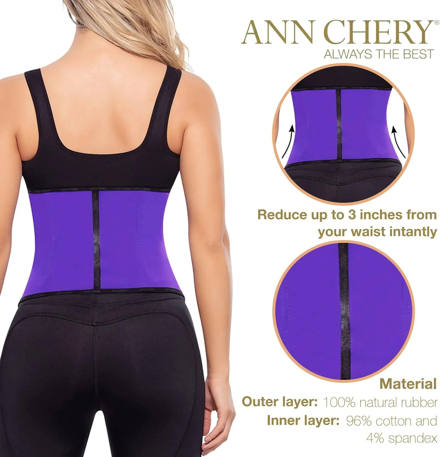 Ann Chery Corset Waist Trainer for Women’s Weight Loss - Colombian Waist Cincher - Latex Body Shaper - Included Lotion