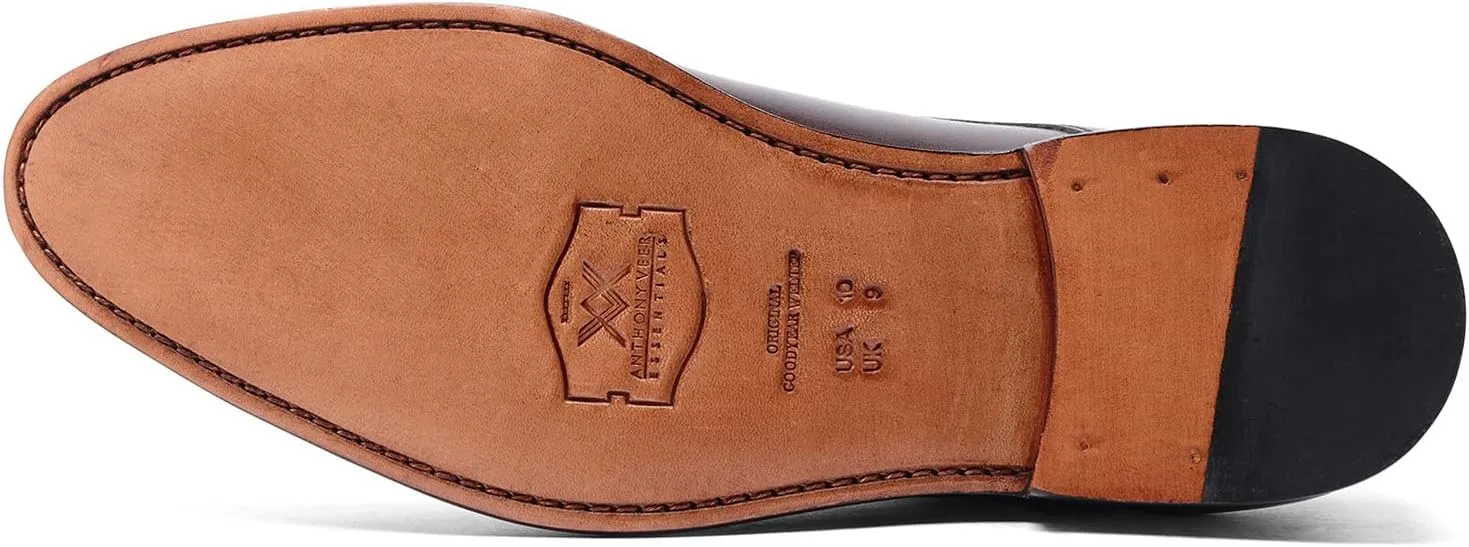 Anthony Veer Wallace Split-Toe Dress Shoes for Men | Lace-up | Goodyear Welt Construction | Cushioned Footbed & Recraftable Leather Sole with Stacked Heel | Full Grain Calfskin Leather Upper