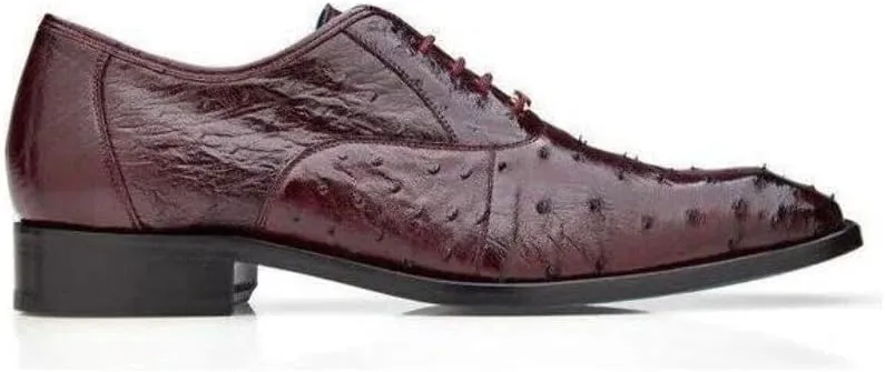 Antique Dark Burgundy Ostrich Quill Orlando Dress Shoe
