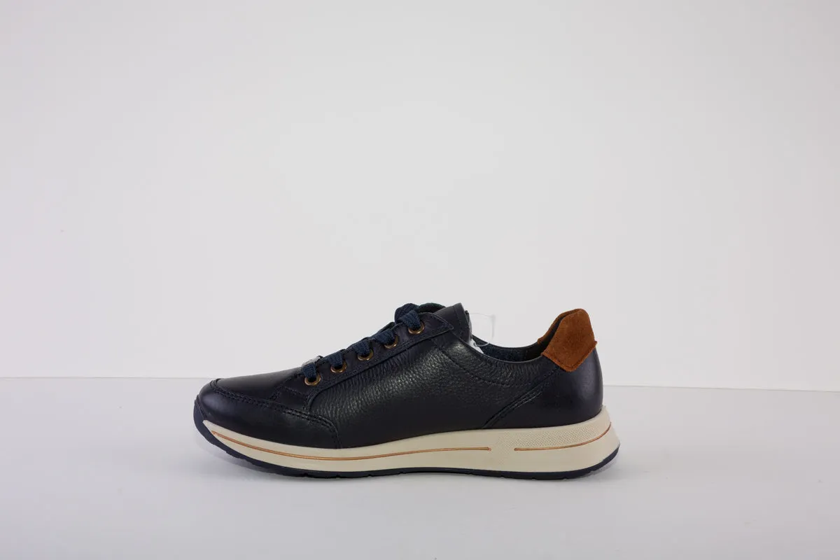 ARA TRAINER 24801-22 LACED FLAT FASHION TRAINER - NAVY