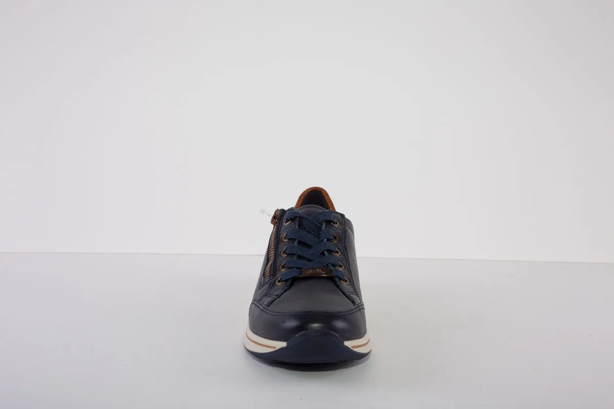 ARA TRAINER 24801-22 LACED FLAT FASHION TRAINER - NAVY