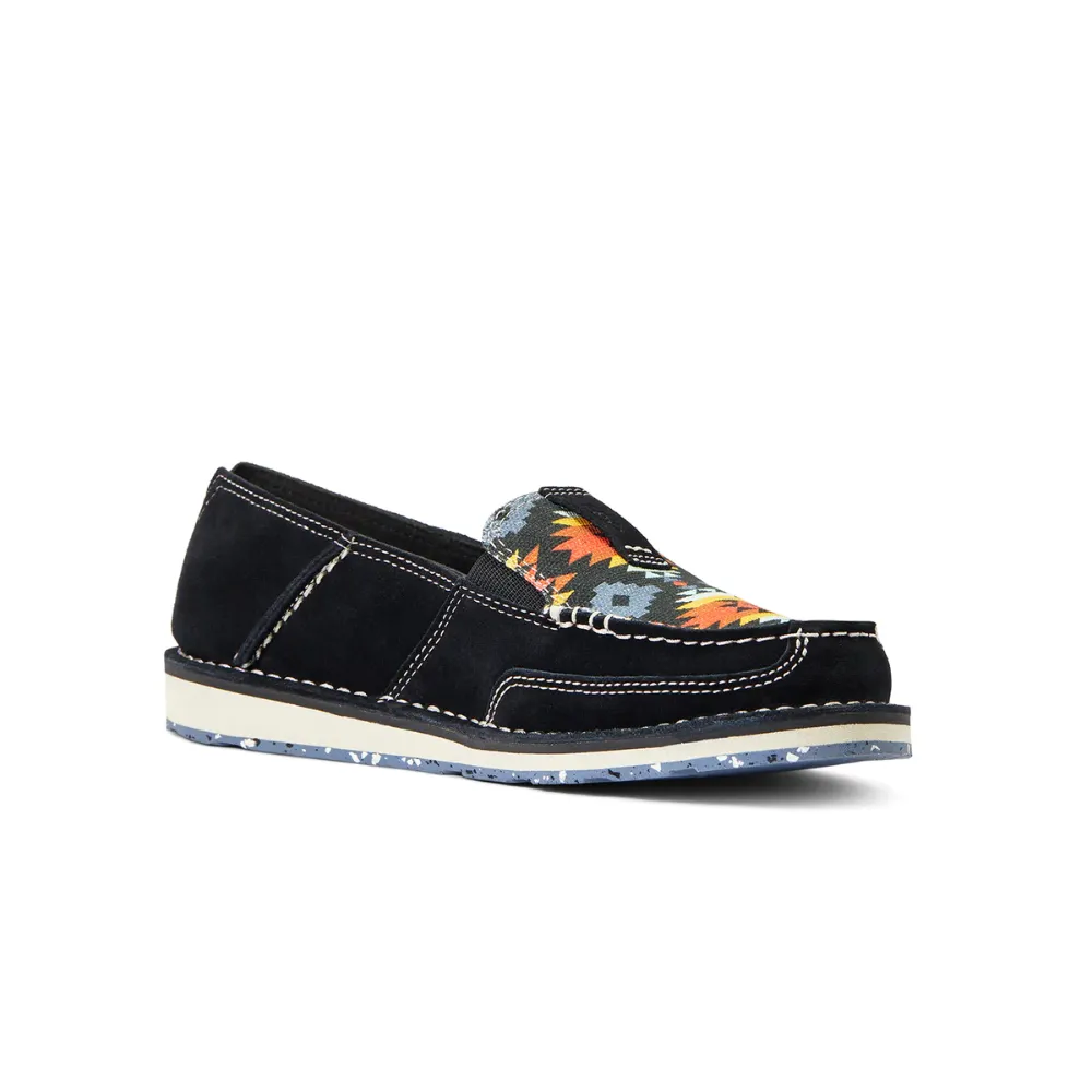 Ariat Womens Black Suede Aztec Print Cruiser