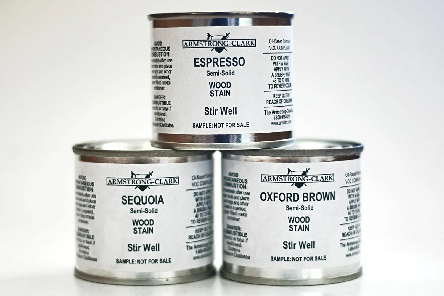 Armstrong Clark Deck & Wood Stain Samples (Semi-Solids: Espresso, Sequoia, Oxford Brown)