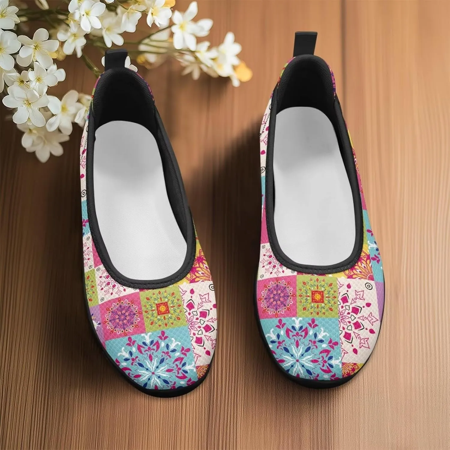 Art Travel Shoes for Women Slip On Casual Cozy Loafers Lightweight Comfort Fashion Sneaker for Women Holiday Shoes Print Series US Size 6-11