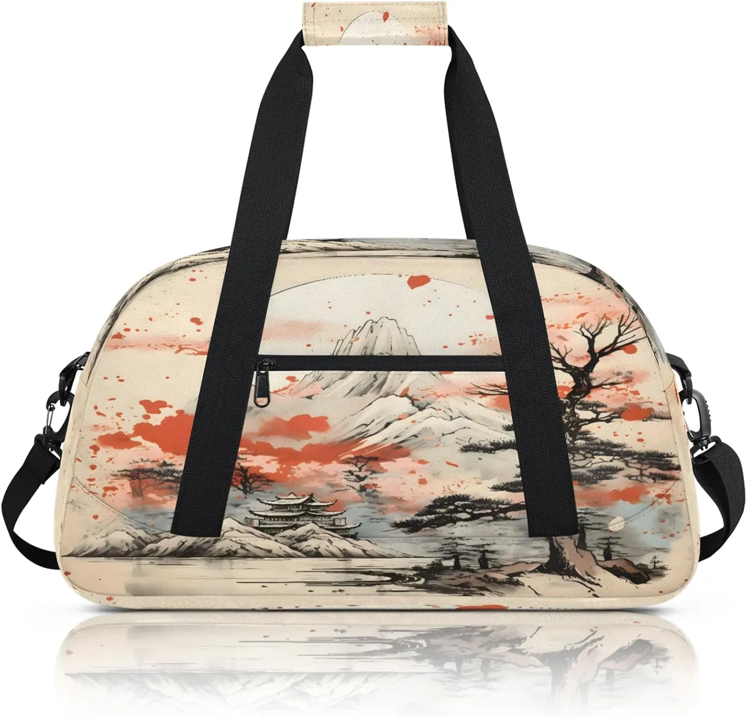 Asian Japanese Chinese Small Gym Bag 18 inch Carry On Duffel Bag for Weekender Travel Sports Workout Yoga Gymnastics Dance Ballet