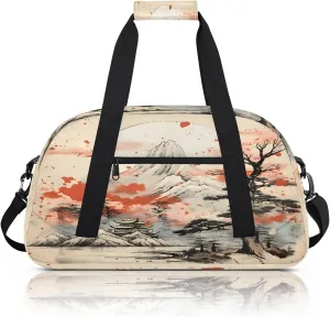 Asian Japanese Chinese Small Gym Bag 18 inch Carry On Duffel Bag for Weekender Travel Sports Workout Yoga Gymnastics Dance Ballet