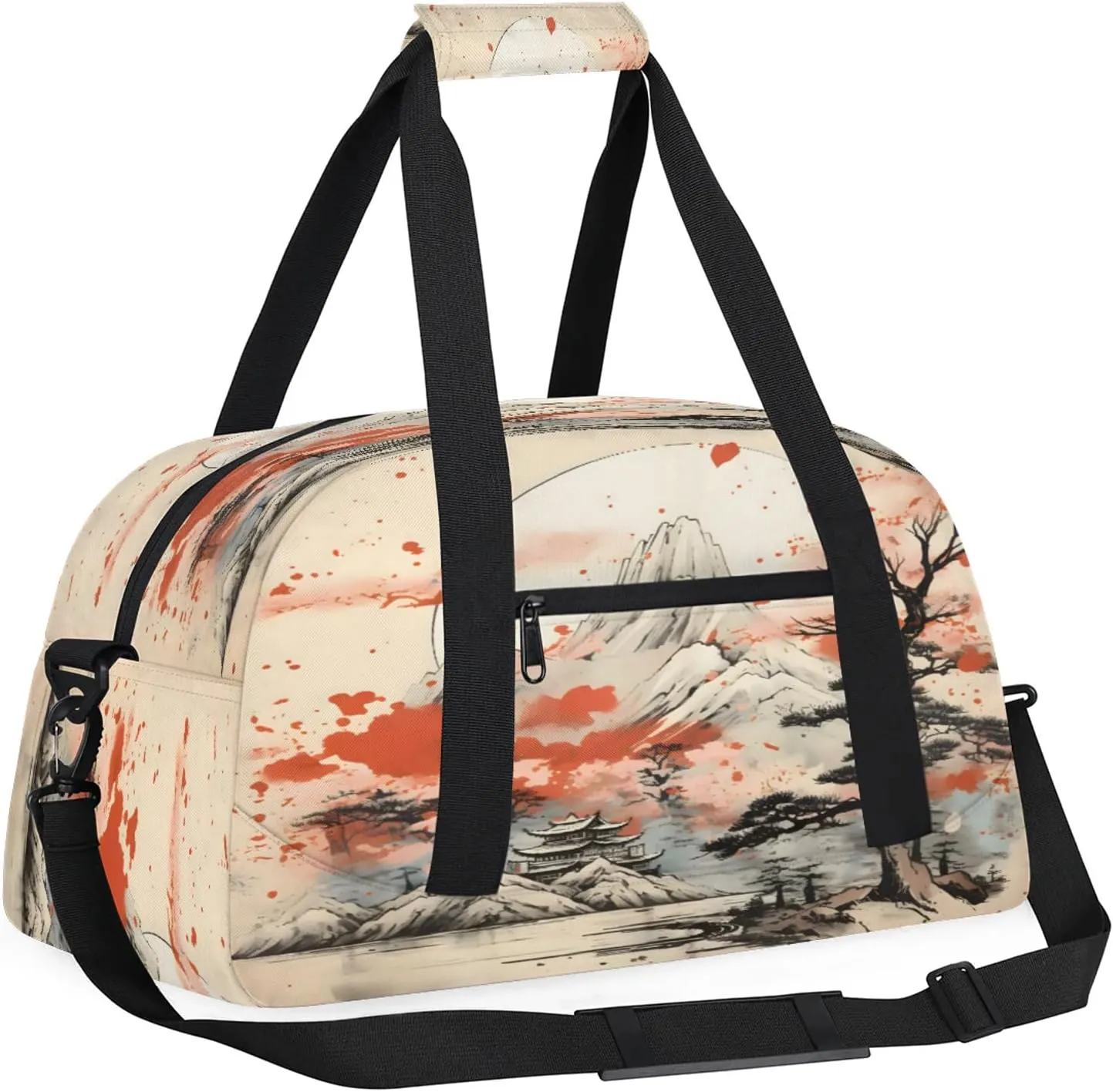 Asian Japanese Chinese Small Gym Bag 18 inch Carry On Duffel Bag for Weekender Travel Sports Workout Yoga Gymnastics Dance Ballet
