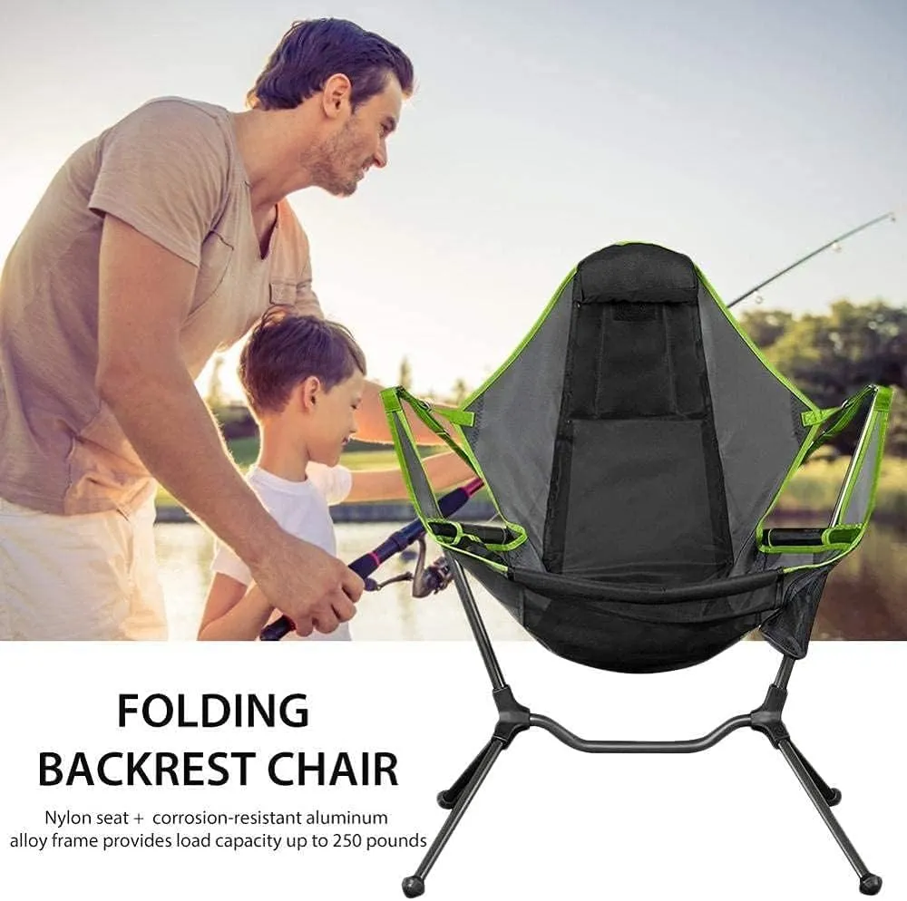Backpacking Chair Breathable Mesh Fabric Folding Chair, Thick Aluminum Tube Support Beach Chair, Removable Pillow Design Camping Chair Foldable Chair