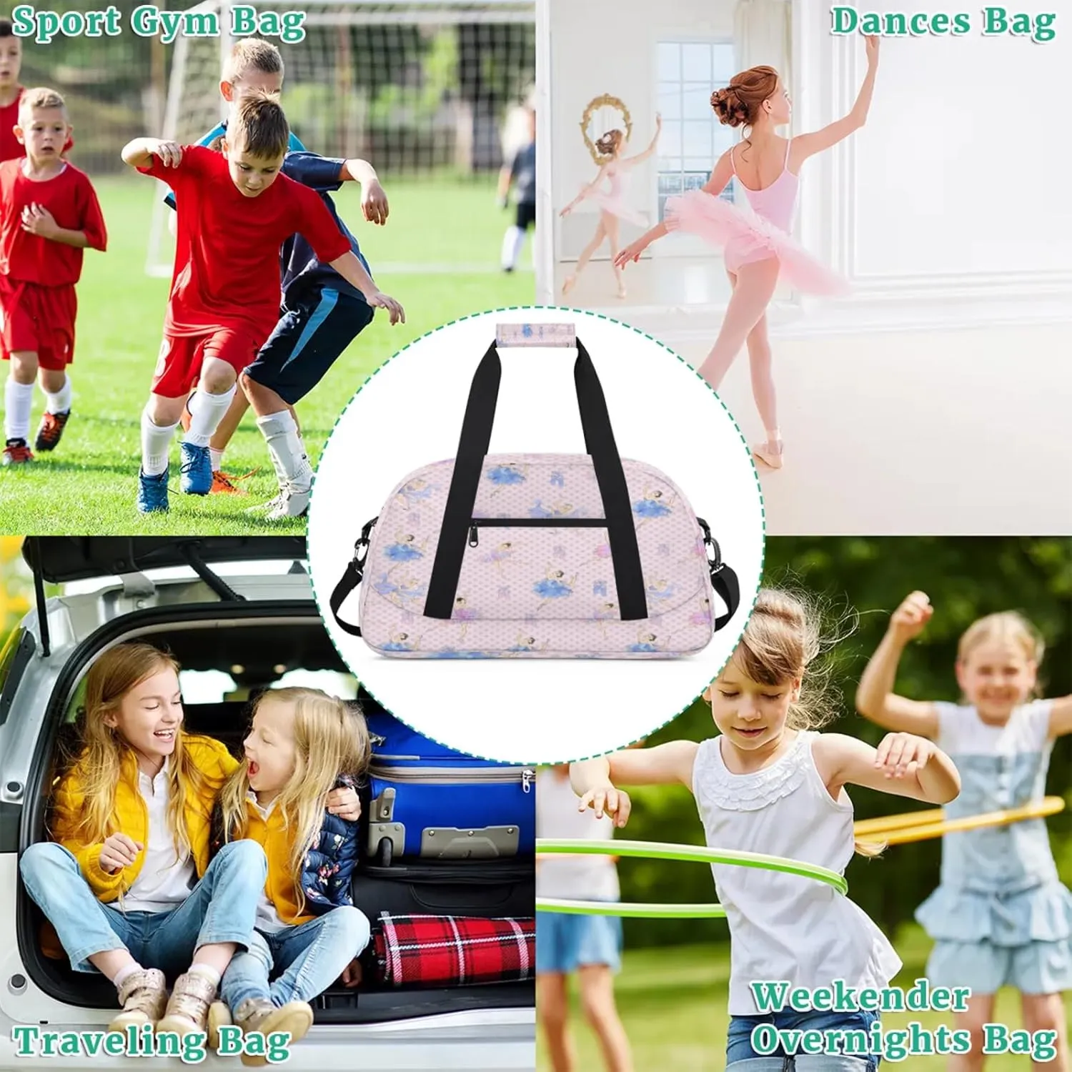 Ballet Small Gym Bag for Women Men, Travel Duffle Bag Workout Dance Tote Bag Carry On Overnight Weekender Bag