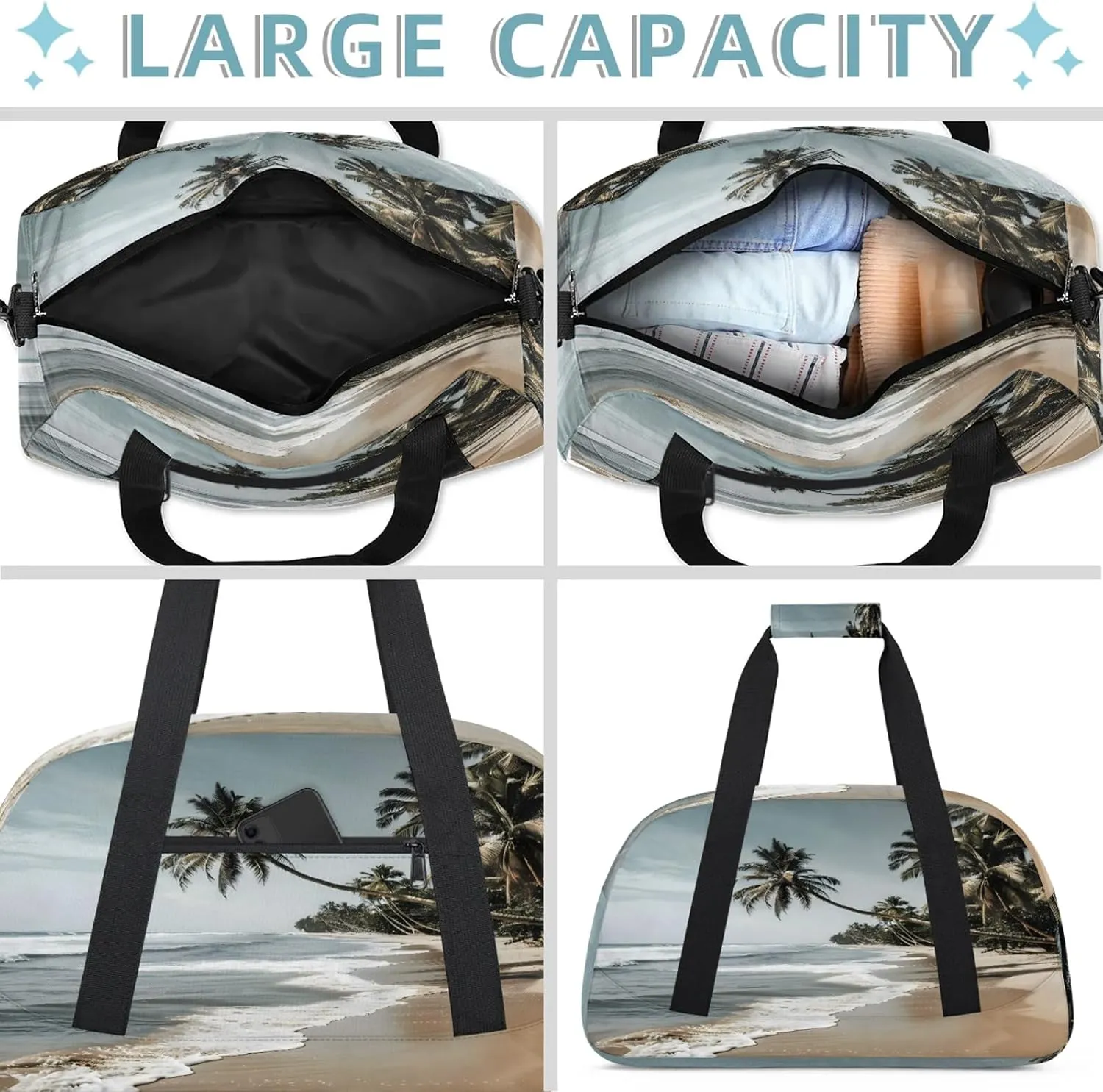 Beach Hawaiian Palm Trees Small Gym Bag 18 inch Carry On Duffel Bag for Weekender Travel Sports Workout Yoga Gymnastics Dance Ballet