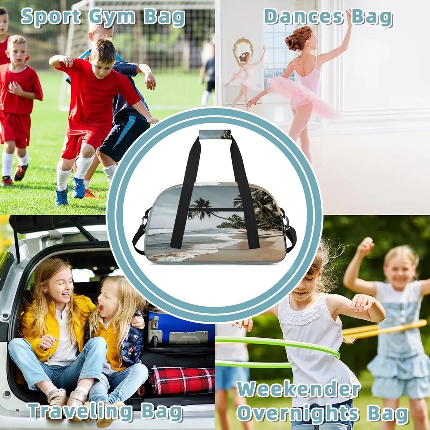 Beach Hawaiian Palm Trees Small Gym Bag 18 inch Carry On Duffel Bag for Weekender Travel Sports Workout Yoga Gymnastics Dance Ballet