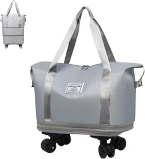 Beente Travel Bag With Wheels, 2025 New Large Capacity Travel Bag - Universal Wheel Removable, Camping, Weekend Trips (Grey)