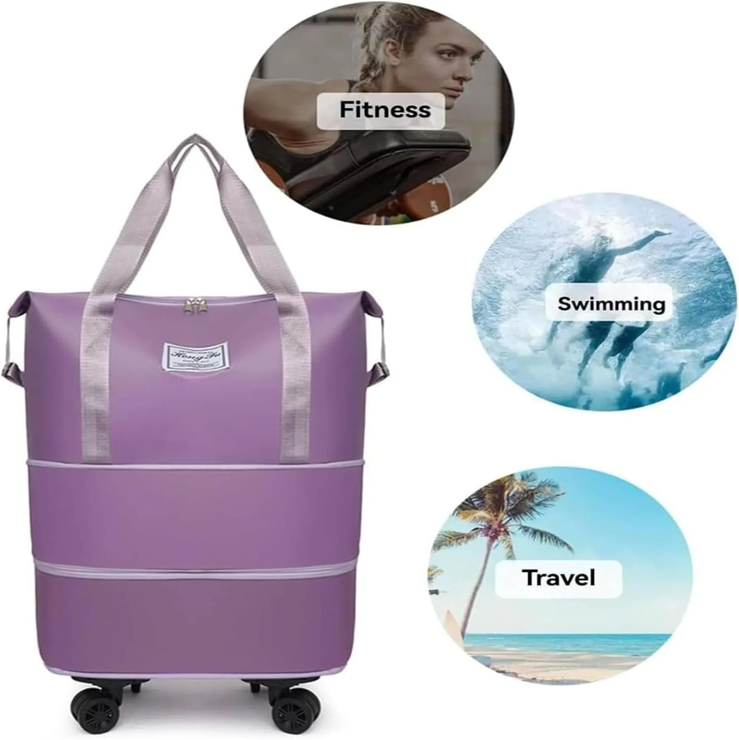 Beente Travel Bag With Wheels, 2025 New Large Capacity Travel Bag - Universal Wheel Removable, Camping, Weekend Trips (Grey)