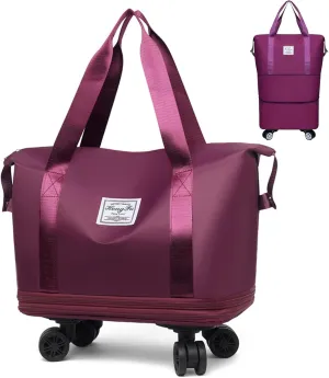 Beente Travel Bag with Wheels - 2025 New Large Capacity Travel Bag - Universal Wheel Removable, Expandable and Foldable (Dark Purple,one size)