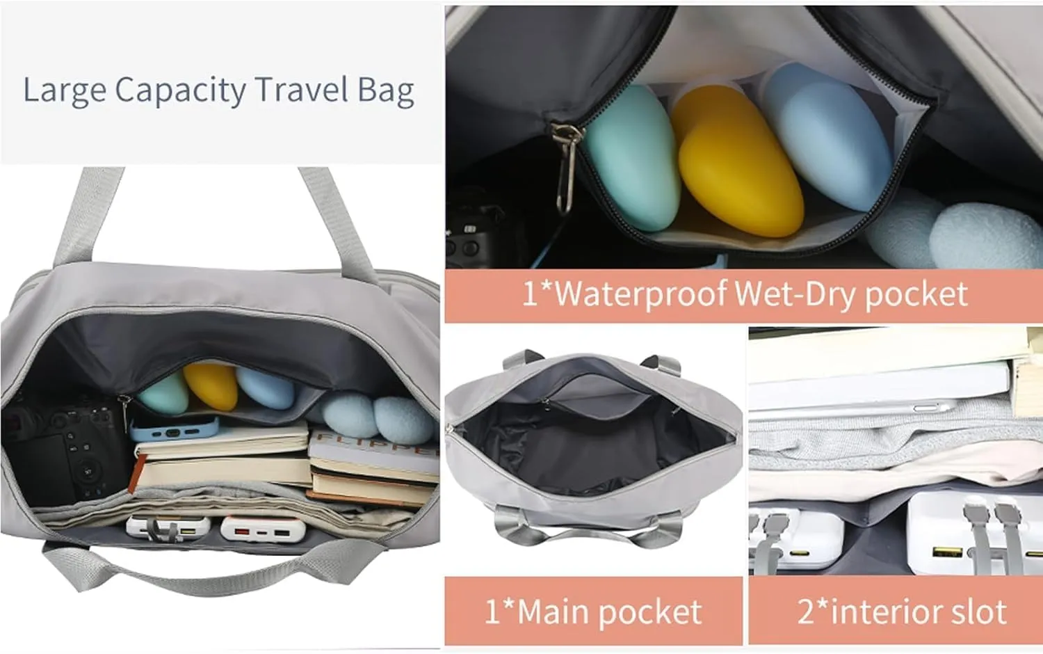Beente Travel Bag With Wheels, 2025 New Large Capacity Travel Bag - Universal Wheel Removable, Expandable Foldable, Weekend Carry On Luggage Bag (Red)